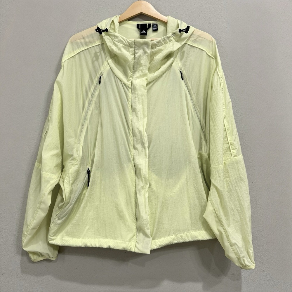 Adidas Women's Packable WND Windbreaker Jacket Large Yellow